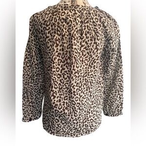 J. Crew Brown Patterned Linen Top